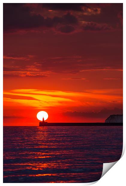 Newhaven Lighthouse At Sundown  Print by Ben Russell