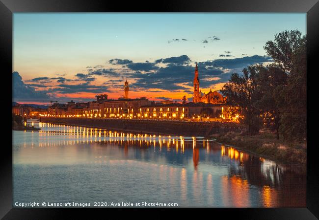 Sunset over the River Arno, Florence, Italy Framed Print by Lenscraft Images