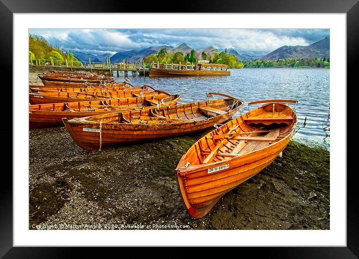 Rowing Boats at Derwent Water Framed Mounted Print by Martyn Arnold