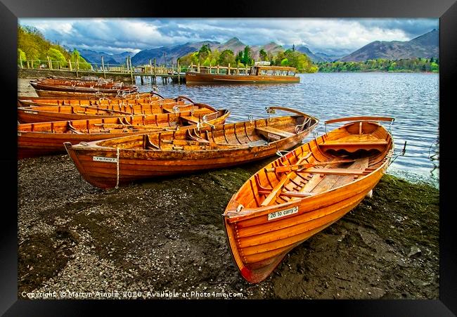 Rowing Boats at Derwent Water Framed Print by Martyn Arnold