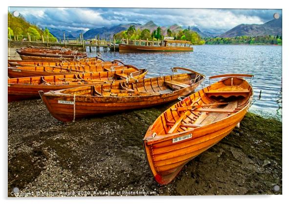 Rowing Boats at Derwent Water Acrylic by Martyn Arnold