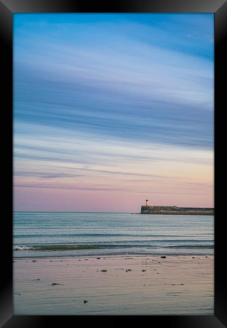 Newhaven Lighthouse Layers Of Blue Framed Print by Ben Russell
