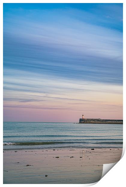 Newhaven Lighthouse Layers Of Blue Print by Ben Russell