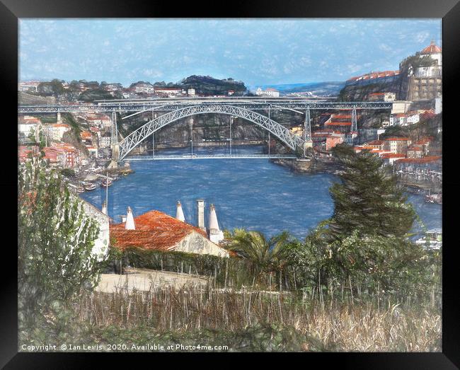 Louís1 Bridge Porto as  Digital Art Framed Print by Ian Lewis