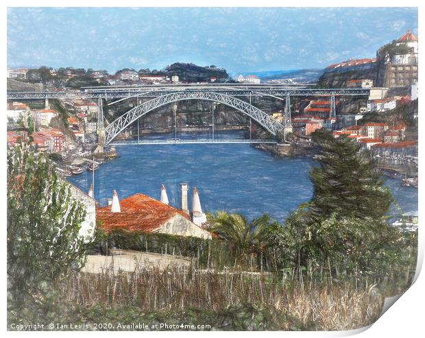 Louís1 Bridge Porto as  Digital Art Print by Ian Lewis