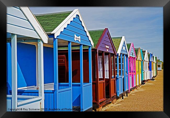 Southwold beach huts Framed Print by Roy Scrivener