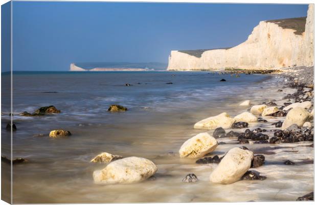 Chalk Boulder at the Seven Sisters Canvas Print by Andrew Ray