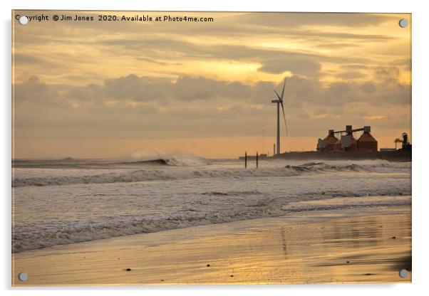 January on a Northumbrian beach. Acrylic by Jim Jones