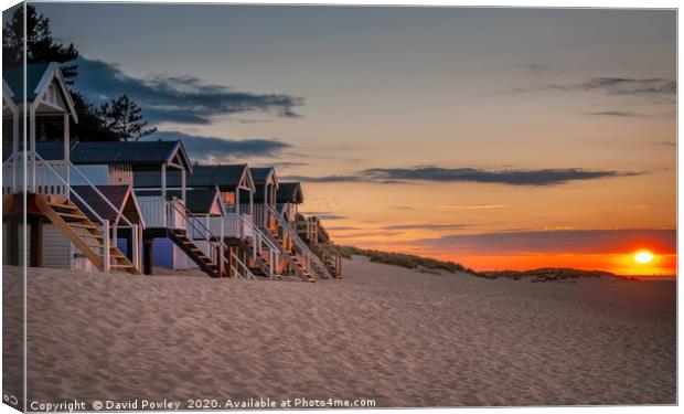 Wells-next-the-sea Beach hut sunset Canvas Print by David Powley