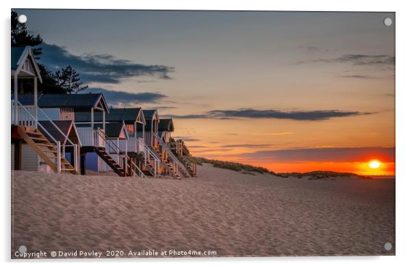 Wells-next-the-sea Beach hut sunset Acrylic by David Powley
