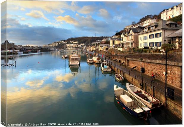 Sunrise Reflections (Looe) Canvas Print by Andrew Ray