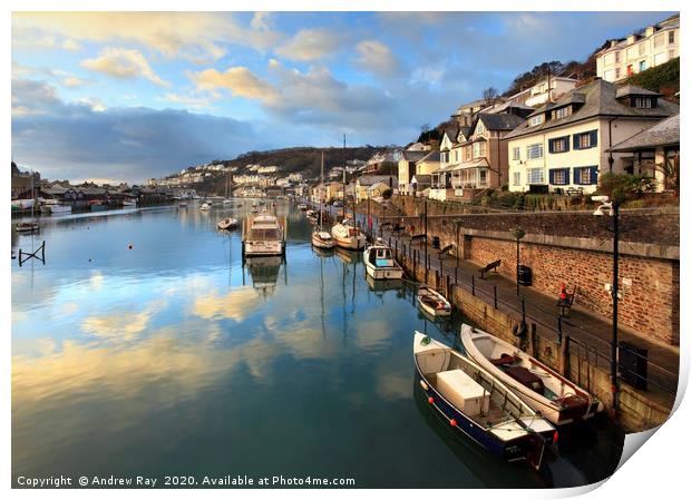 Sunrise Reflections (Looe) Print by Andrew Ray