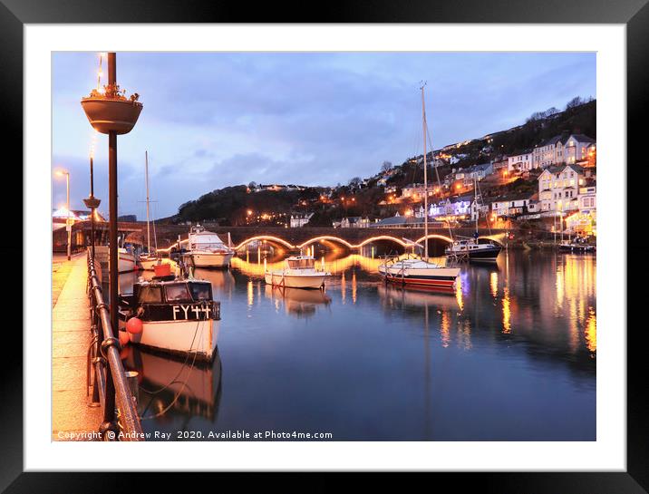 Twilight Looe River Framed Mounted Print by Andrew Ray