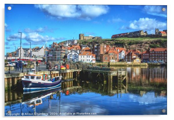 Whitby Harbour Blues Acrylic by Alison Chambers