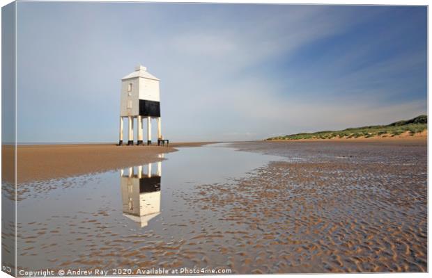 Burnham Lighthouse Reflected Canvas Print by Andrew Ray