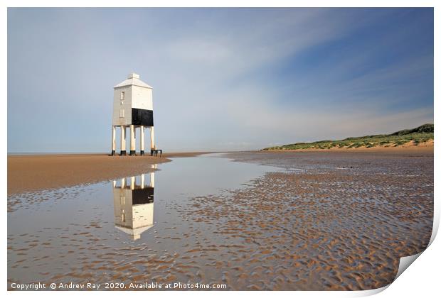 Burnham Lighthouse Reflected Print by Andrew Ray