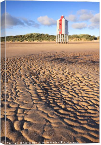 Sand Ripples at Burnham Lighthouse Canvas Print by Andrew Ray