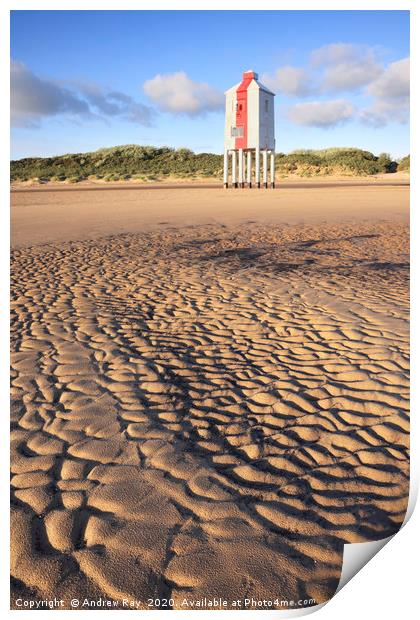 Sand Ripples at Burnham Lighthouse Print by Andrew Ray