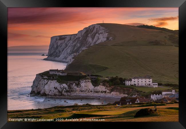Tennyson Down Sunset Framed Print by Wight Landscapes