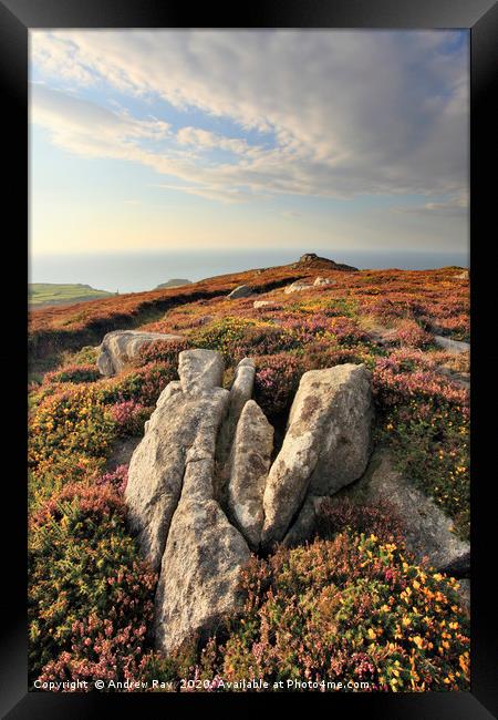 Rocks at Carn Galver Framed Print by Andrew Ray