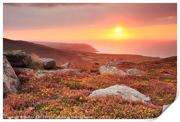 Carn Galver Sunset Print by Andrew Ray