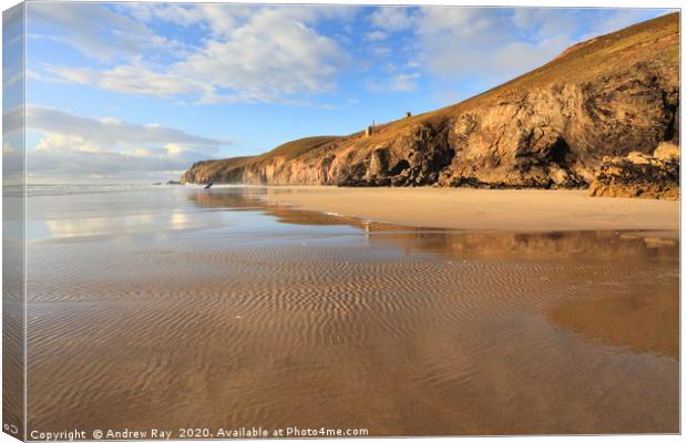 Across Chapel Porth Beach Canvas Print by Andrew Ray