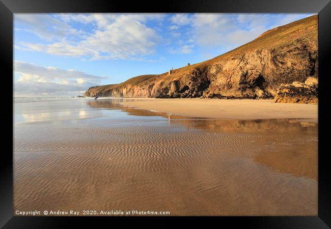 Across Chapel Porth Beach Framed Print by Andrew Ray
