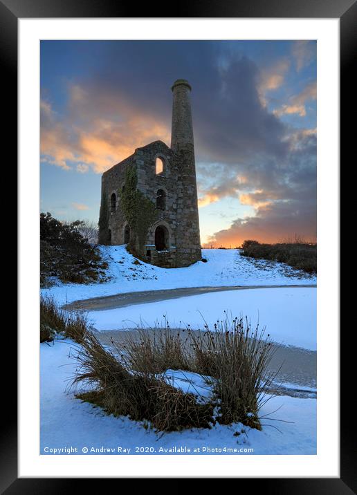 Winters Sunset (United Downs) Framed Mounted Print by Andrew Ray