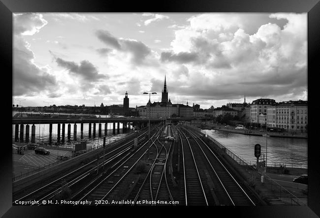 Stockholm, the capital of Sweden in black and whit Framed Print by M. J. Photography