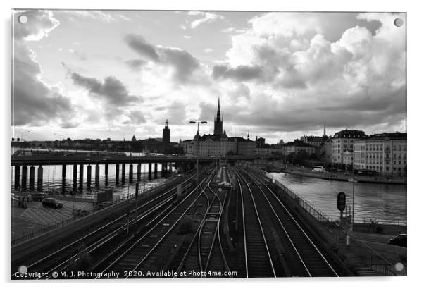 Stockholm, the capital of Sweden in black and whit Acrylic by M. J. Photography