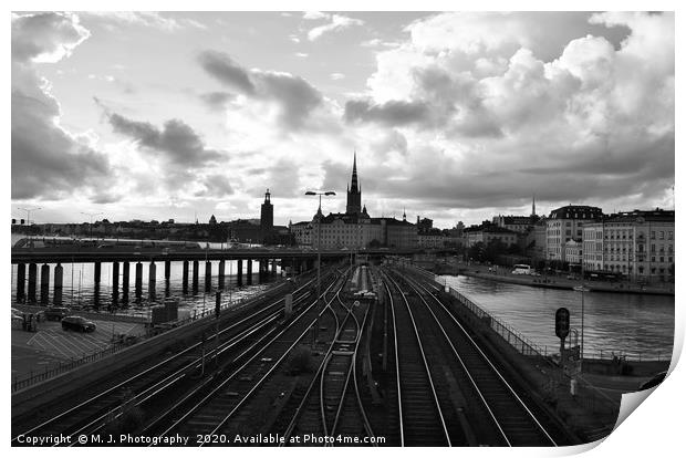 Stockholm, the capital of Sweden in black and whit Print by M. J. Photography