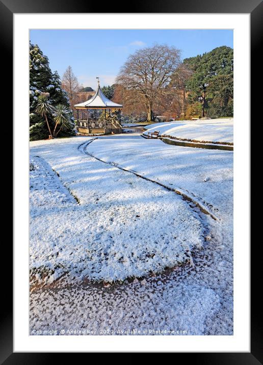 Victoria Gardens in the Snow (Truro) Framed Mounted Print by Andrew Ray