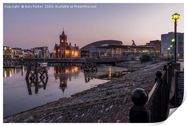 Cardiff Bay Pier Head Building, at sunrise Print by Gary Parker