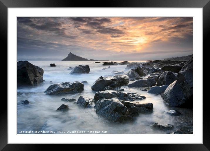 Mounts Bay Sunset Framed Mounted Print by Andrew Ray