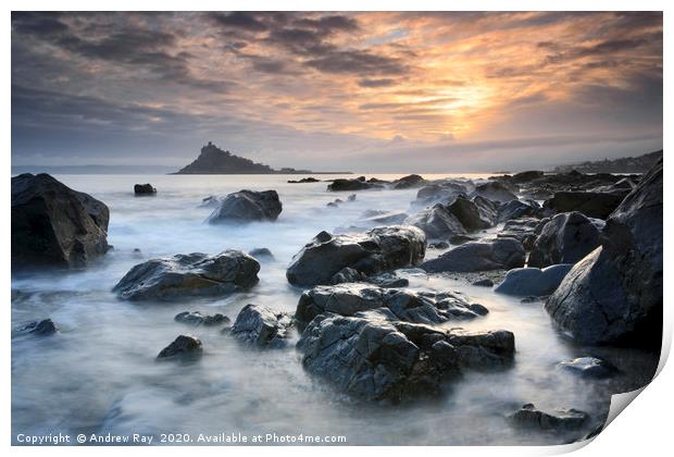Mounts Bay Sunset Print by Andrew Ray