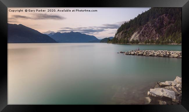 Smooth water of Porteau Cove, BC, Canada Framed Print by Gary Parker