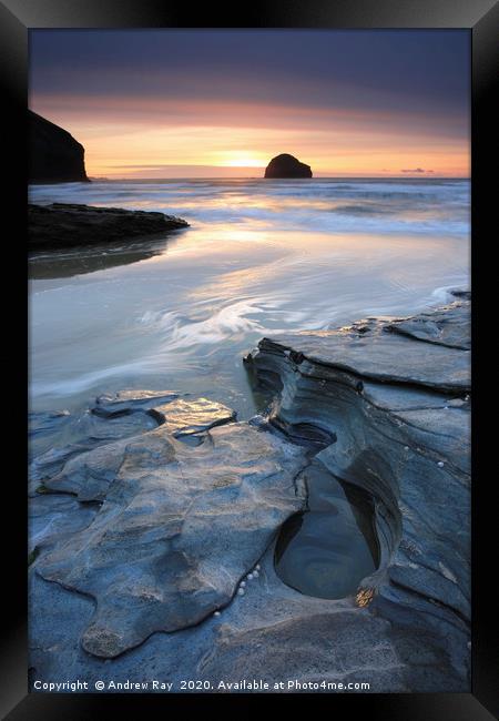 Trebarwith Strand Framed Print by Andrew Ray
