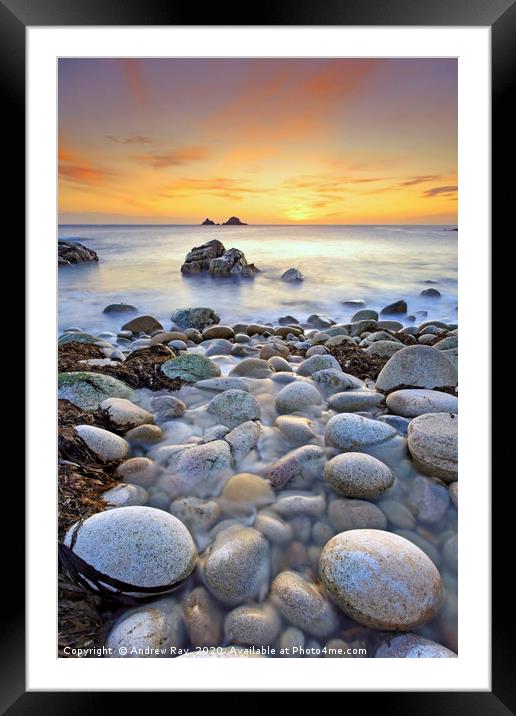 Porth Nanven Sunset Framed Mounted Print by Andrew Ray