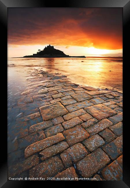 Causeway to the Mount Framed Print by Andrew Ray