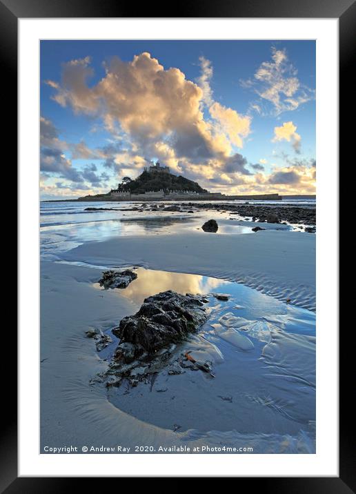 Receding Tide (St Michael's Mount) Framed Mounted Print by Andrew Ray
