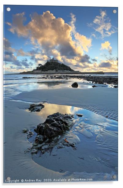 Receding Tide (St Michael's Mount) Acrylic by Andrew Ray