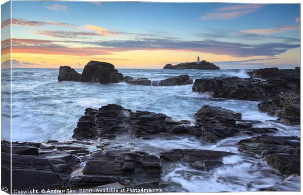 Rocky Shore at Godrevy Canvas Print by Andrew Ray