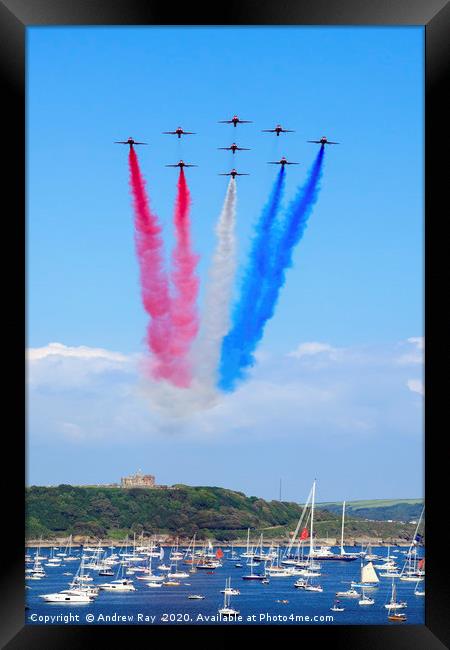 Red Arrows over Pendennis Castle (Falmouth) Framed Print by Andrew Ray