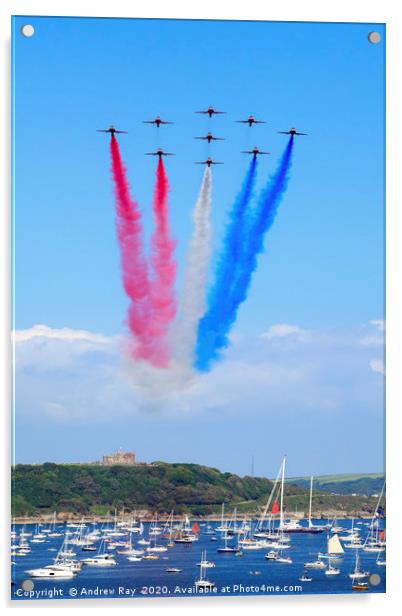 Red Arrows over Pendennis Castle (Falmouth) Acrylic by Andrew Ray