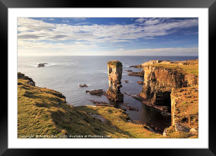 Yesnaby Sea Stack Framed Mounted Print by Andrew Ray