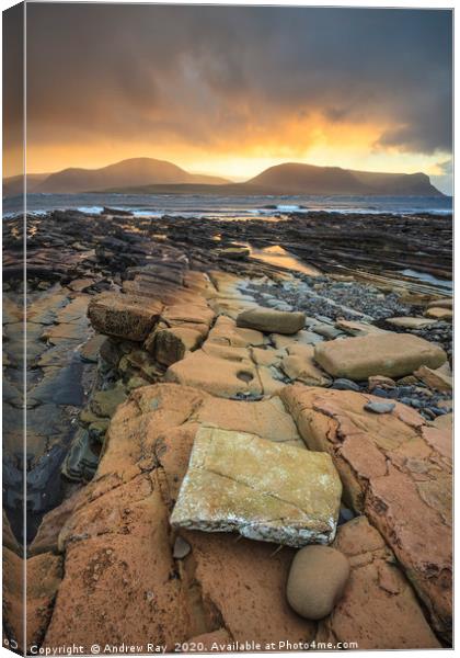 Setting Sun over Hoy   Canvas Print by Andrew Ray