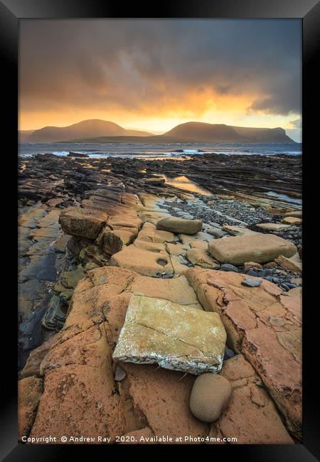 Setting Sun over Hoy   Framed Print by Andrew Ray