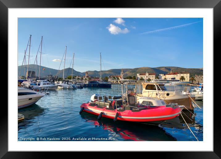 Trogir Red Boat Vista  Framed Mounted Print by Rob Hawkins