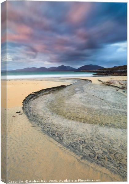 Stream at Sunset (Luskentyre) Canvas Print by Andrew Ray