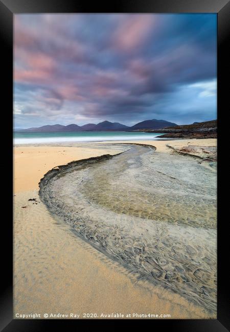 Stream at Sunset (Luskentyre) Framed Print by Andrew Ray